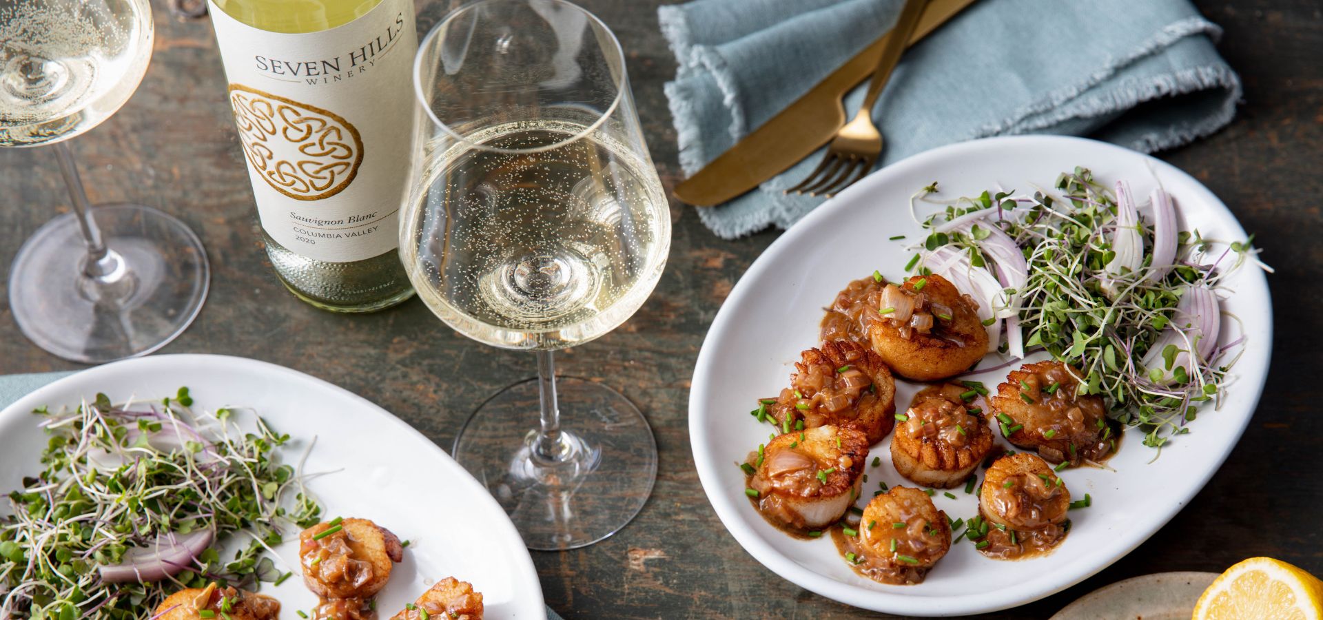 Scallops with Seven Hills Winery Sauvignon Blanc